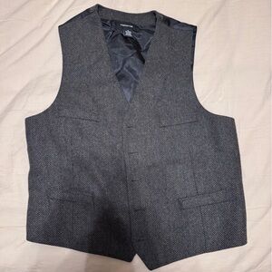 Claiborne Gray Herringbone Vest